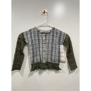 Jak and Peppar Girls Green Plaid Lace Designe Sleeveless Top Size 2t Toddler NWT